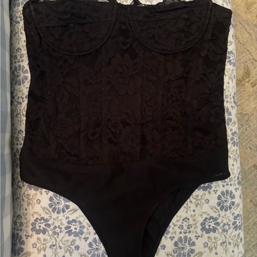 Bardot Black Corset-Style Bodysuit